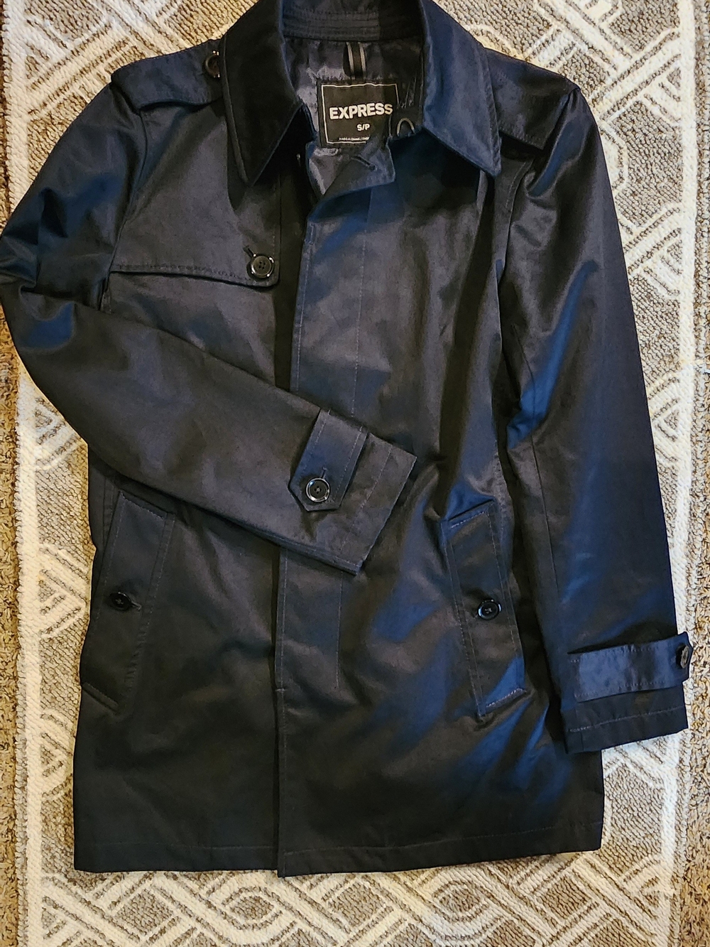 Express Men's Navy Trench Coat